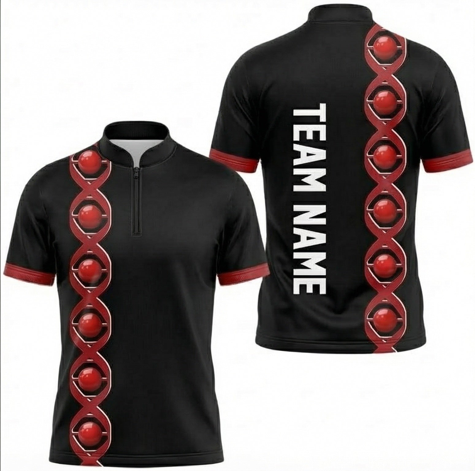 Personalised DNA Snooker Ball Jersey Polo and Zipper Red Black For Men B7415 - Zipper Women (Slim fit)