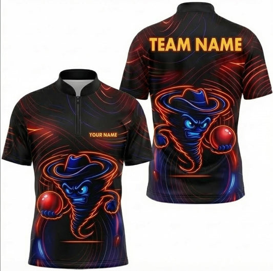 Personalised Neon Tornado Snooker Jersey Custom Polo and Zipper Shirt Black Blue Orange For Men X8344 - Zipper Women (Slim fit)