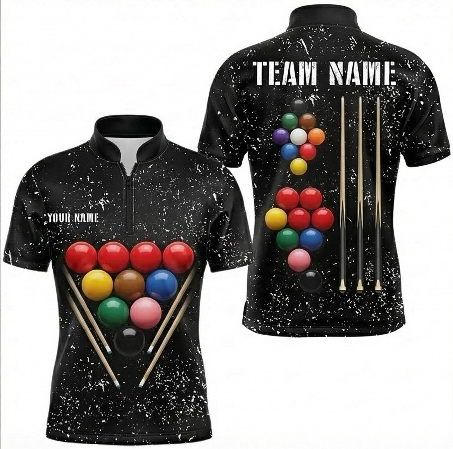 Personalised Snooker Ball Splatter Jersey Custom Polo and Zipper Shirt Black White For Men M5453 - Zipper Women (Slim fit)