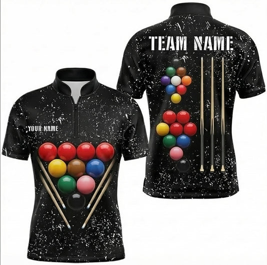 Personalised Snooker Ball Splatter Jersey Custom Polo and Zipper Shirt Black White For Men M5453 - Zipper Women (Slim fit)