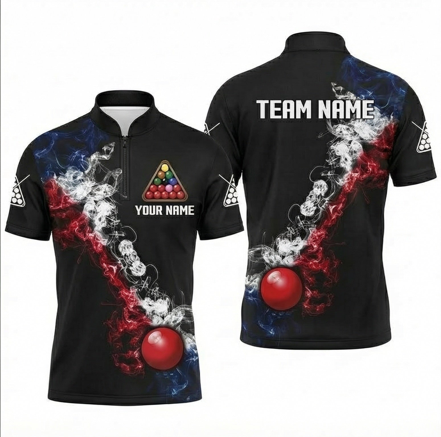 Personalised Smoke Snooker Jersey Red White Blue For Men Custom Polo and Zipper Shirt A0519 - Zipper Women (Slim fit)