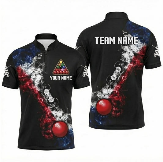 Personalised Smoke Snooker Jersey Red White Blue For Men Custom Polo and Zipper Shirt A0519 - Zipper Women (Slim fit)