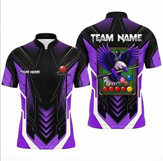 Personalised Eagle Snooker Jersey Polo and Zipper Purple Black For Men Z4317 - Zipper Women (Slim fit)