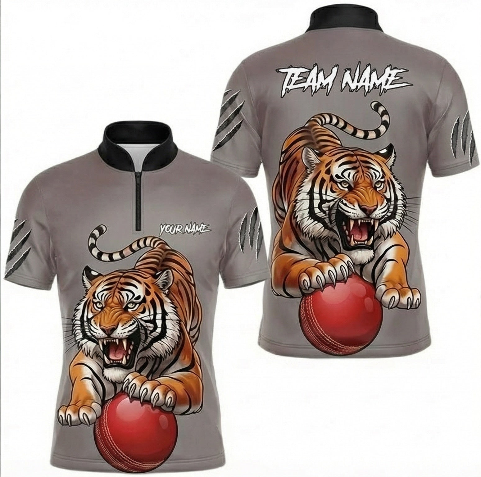 Personalised Tiger Snooker Jersey Polo and Zipper For Men Custom Grey Graphic Shirt B8736 - Zipper Women (Slim fit)