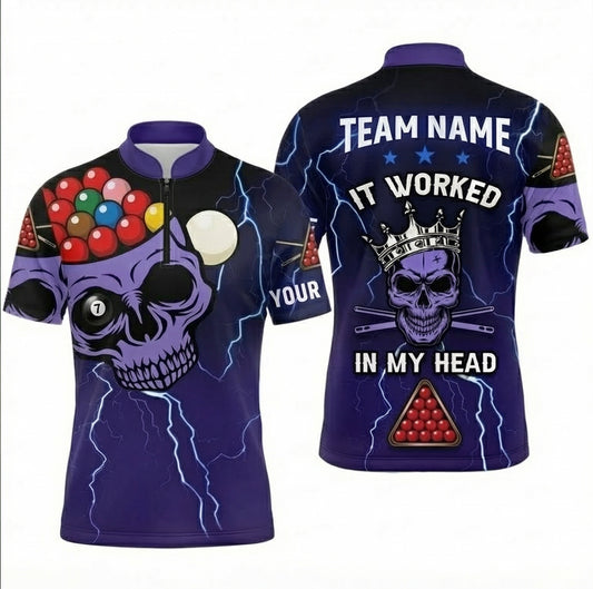 Personalised Purple Skull Lightning Snooker Jersey Polo and Zipper Purple Black For Men U1376 - Zipper Women (Slim fit)
