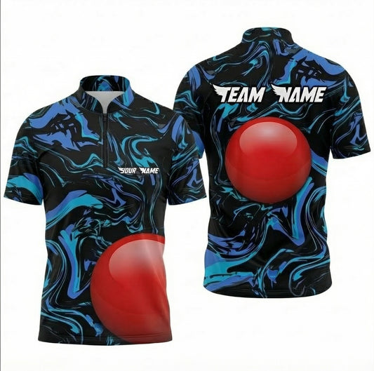 Personalised Abstract Snooker Jersey Polo and Zipper Blue Black Red Ball For Men L7582 - Zipper Women (Slim fit)
