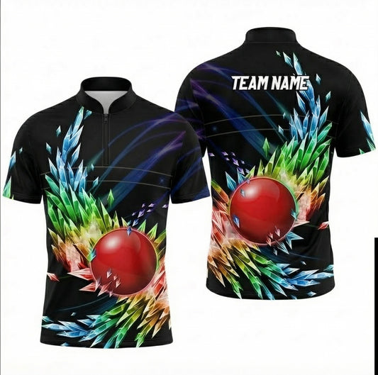 Personalised Abstract Crystal Snooker Jersey Polo and Zipper Black Multi-colour For Men H7331 - Zipper Women (Slim fit)