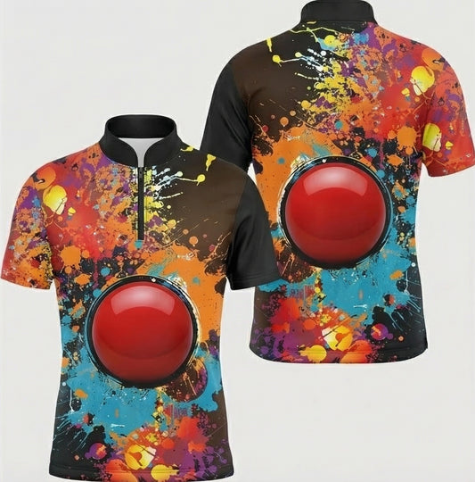 Personalised Paint Splatter Snooker Jersey Polo and Zipper for Men Custom Red Ball Multicoloured Shirt H6964 - Zipper Women (Slim fit)