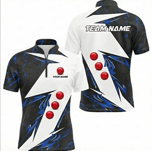 Personalised Abstract Snooker Jersey Polo and Zipper Shirt Blue Black White For Men F7758 - Zipper Women (Slim fit)