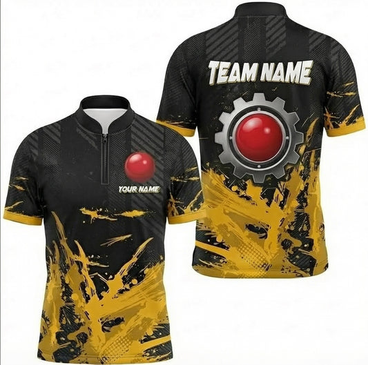 Personalised Gear and Splash Snooker Jersey Polo and Zipper Black Gold For Men C7489 - Zipper Women (Slim fit)