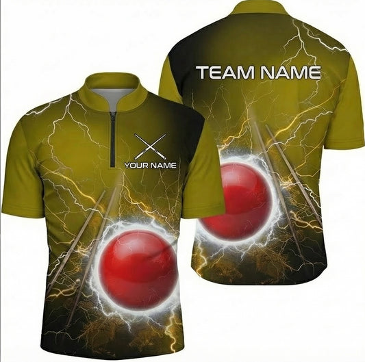 Personalised Lightning Snooker Jersey Polo and Zipper Olive Green Black For Men J1385 - Zipper Women (Slim fit)