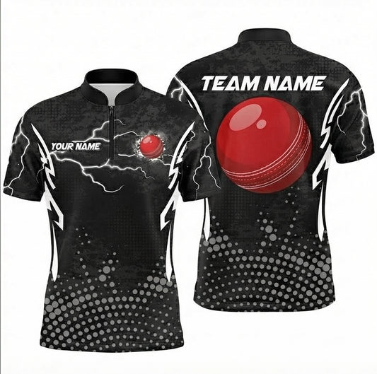 Personalised Lightning Bolt Red Ball Snooker Jersey Polo and Zipper Black White For Men X0621 - Zipper Women (Slim fit)