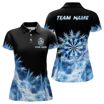 Eisblaues Damen Darts Poloshirt - Dartsshirt Dames - Darts Team Jersey R524