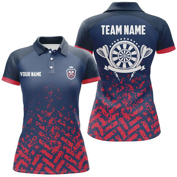 Blauw en rood Dart-poloshirt voor dames - Gepersonaliseerde Dart-teamshirts - Dart Jersey Z471