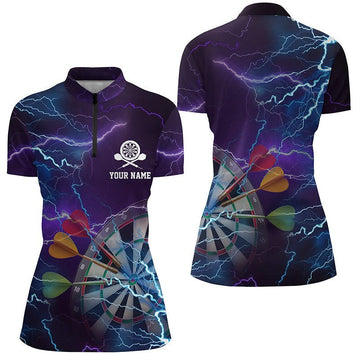 Women's Dart Quarter-Zip Shirt with Thunder and Lightning in Blue and Purple, Dart Jersey LDT0358 D465