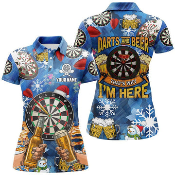 Women's Darts Polo Shirt with Darts and Beer Design - Christmas Dart Jersey for Ladies A751