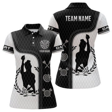 Women's Darts Shirt with 3D - Black and White - Ideal for Female Darts Players B969
