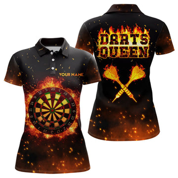Women's Polo Shirt with Flames Darts Queen Design | Personalized Fire Darts Jersey | LDT0312 J689