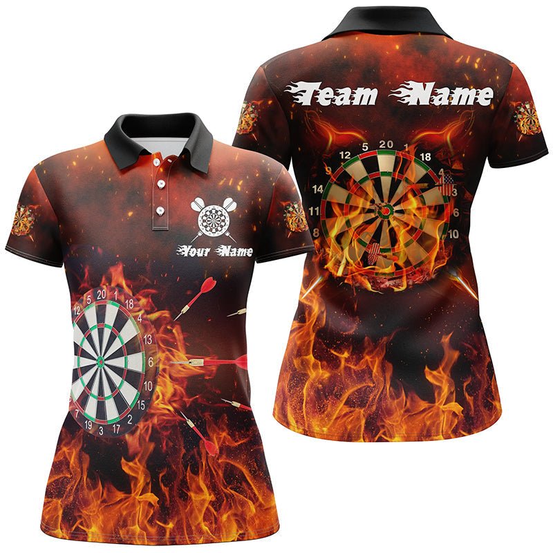 Women's Dart Shirt - Personalized Polo Shirt with Fire Flames Design - Dart Jersey I231