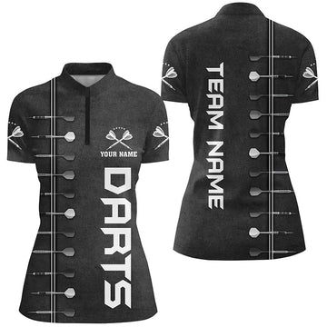 Darts 1/4 Zip Shirt with 3D Print - Black and White Custom Dart Jersey for Women X545