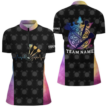 Darts Heartbeat Tie Dye shirt met 1/4 rits voor dames - Dart Jersey LDT0805 P363