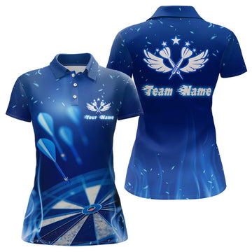 Darts-poloshirt met blauw vlam- en sterontwerp - Cool Dart Jersey voor dames V481