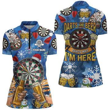 Darts shirt met kwartrits en biermotief - Kerstdartshirt voor dames W23