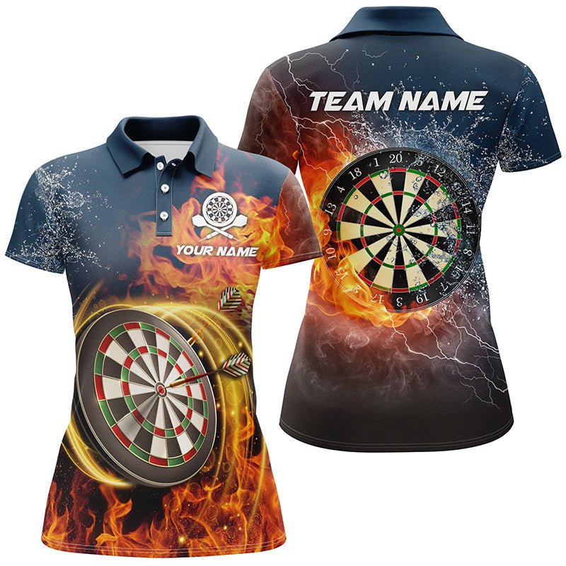 Darts Jersey 'Water & Fire' with Name, Lightning and Thunder, Dart Shirts for Women P977