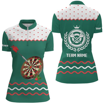 Kerst dartshirt met kwartrits voor dames, dartshirt, groene dartjersey X354