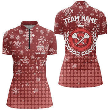 Darts Christmas Snowflake Rood 1/4 Zip Shirt - Dart Jersey voor Dames G465