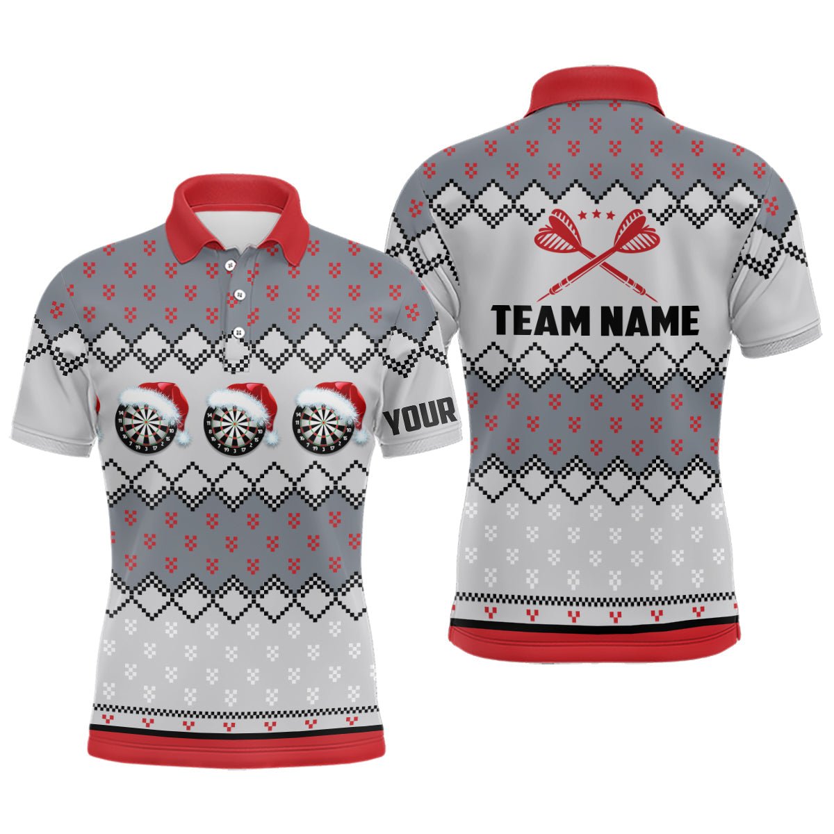 Kerstman herenpoloshirt voor darten, dartshirt voor heren, dartjersey B47