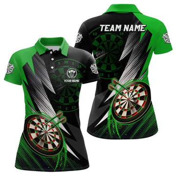 Green-Black Darts Polo Shirt | Personalizable Cool Darts Shirt for Women | Team Jersey K775