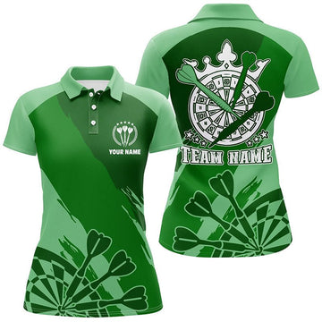 Groen dames dartpoloshirt - op maat ontworpen cool dartsshirt voor dames - dartsjersey F812