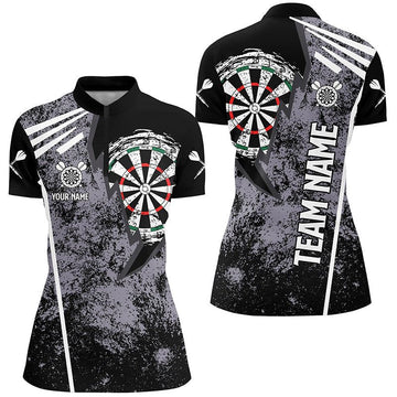 Grunge Darts 1/4 Zip Shirt - Retro Dartshirt voor dames - Dart Jersey W862