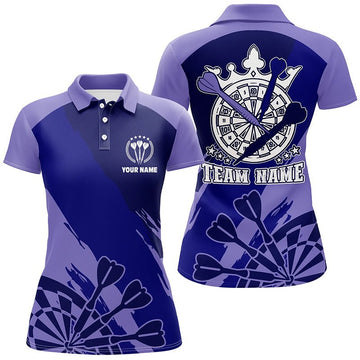 Marineblauw Darts-poloshirt - Op maat gemaakt cool Dart-shirt voor dames - Darts Jersey G649