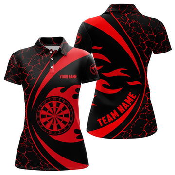 Rood Fire Flames Darts-poloshirt voor dames - Perfect voor Dartsteam R946