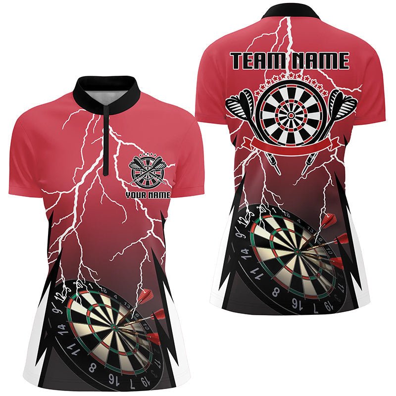 Red Lightning Darts 1/4 Zip Shirt - Personalized Thunder Darts Jersey for Women P785