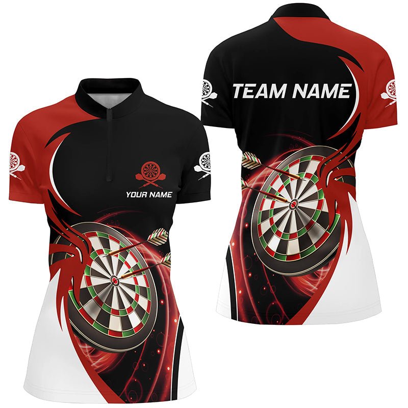 Red Black Dart 1/4 Zip Shirt - Personalized Dart Shirts for Women - Team Jersey Z328