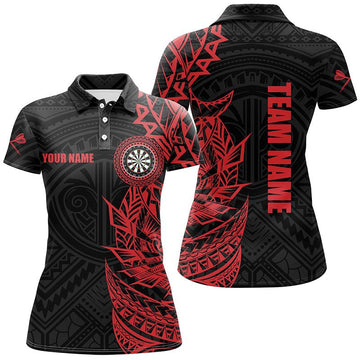 Rood Tribal damesdartspoloshirt - gepersonaliseerd dartshirt voor dames - dartshirts Y704