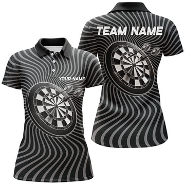 Zwart-grijs Dart-poloshirt met golvend ontwerp - Gepersonaliseerd dartshirt voor dames - Dart Jersey X633