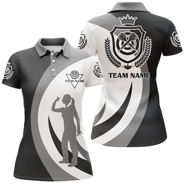 Zwartgrijs poloshirt met kroonembleem - Cool Dart Jersey voor dames Z962