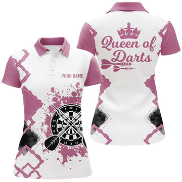 Queen of Darts schattig damespoloshirt voor dames - Rosa-weiß, M673