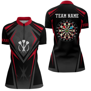 Zwart sportdartshirt met 1/4 rits voor dames - Dart Jersey G768