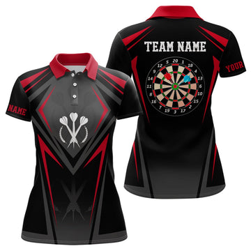 Black Sports Darts Polo Shirt for Women - Dart Shirt, Cool Dart Jerseys R168