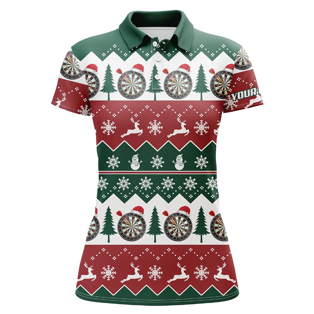 Christmas Tree Snowflake Women's Darts Polo Shirt - Christmas Darts Shirt for Ladies Q585